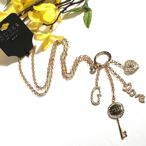 𝅺3/$29! GUESS Long Statement Necklace "LOVE" - Picture 1 of 8